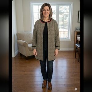 Cocogio Brown Wool blend Chevron Patterned  Cardigan Size M